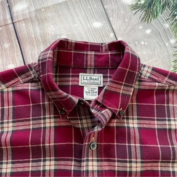 LL Bean 100% Cotton Flannel Plaid Buttondown Shirt - Picture 6 of 8